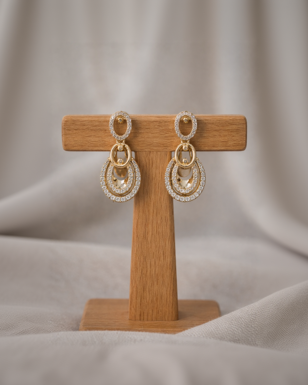Gold Toned American Diamond Necklac Set-G351300