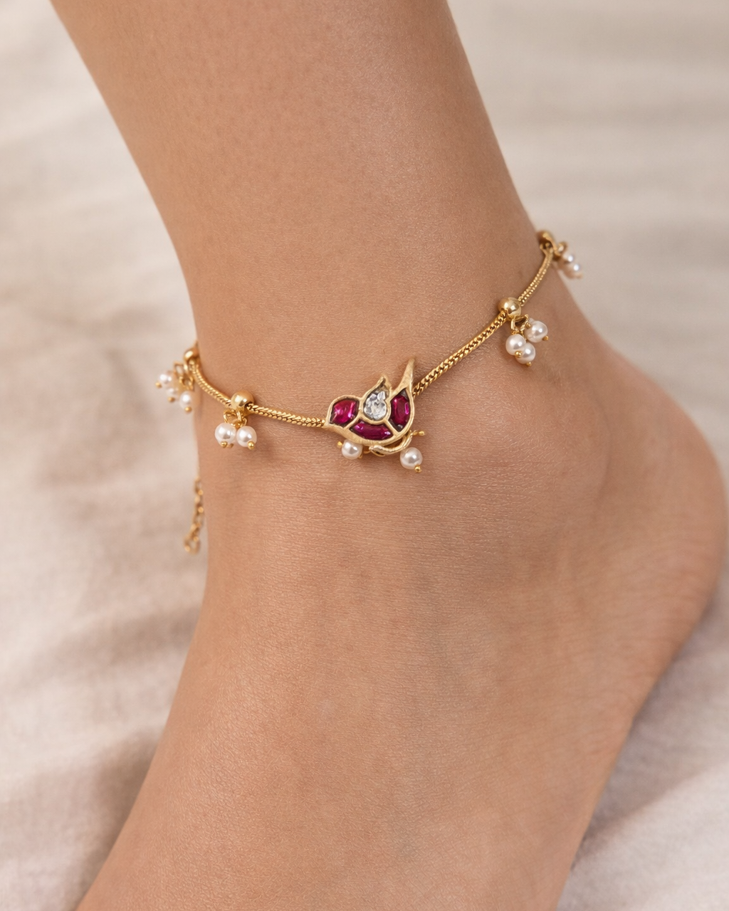 Pachi Kundan Gold-Plated Anklet(Payal)-G75800