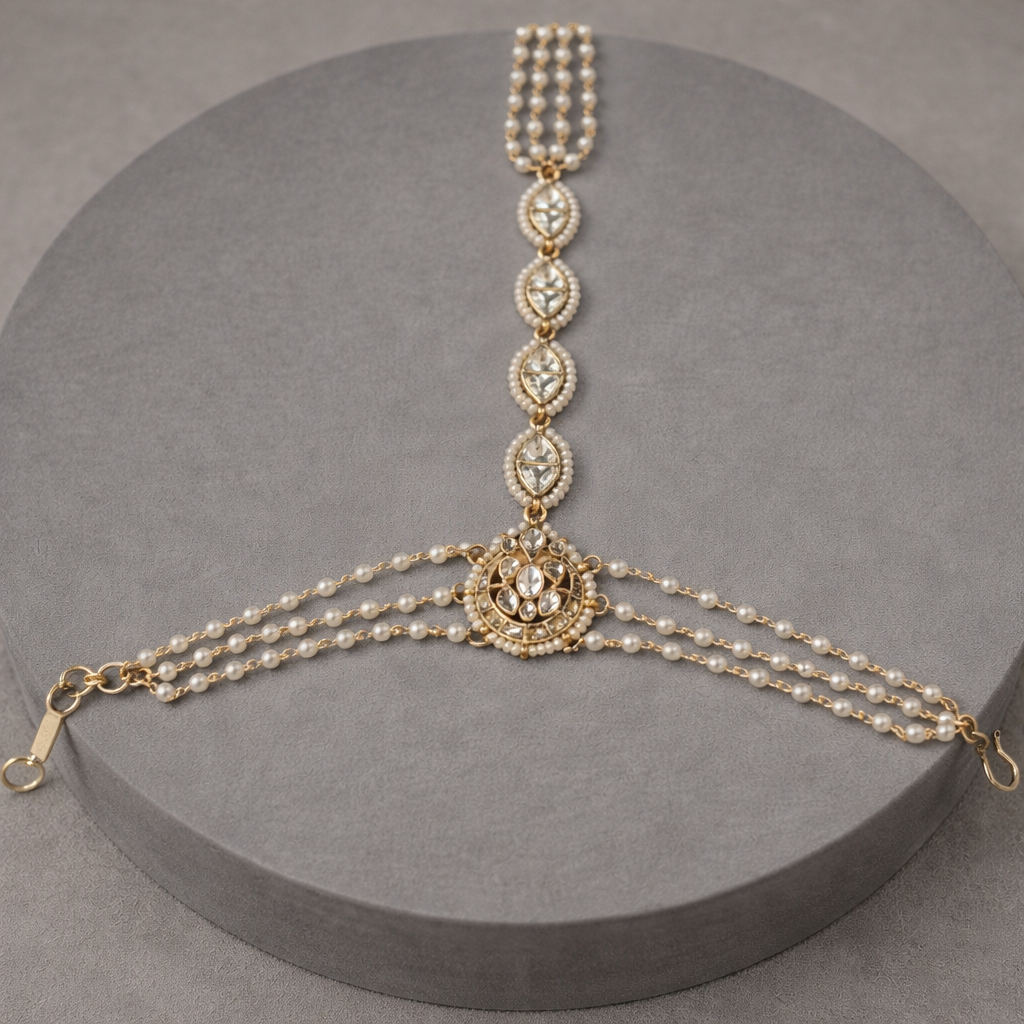 Pearl & Kundan Gold-Tone Anklet/Payal-G354400