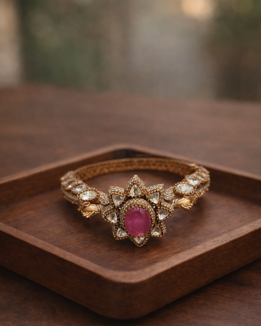 Peacock Mossonite Openable Kada Bangle