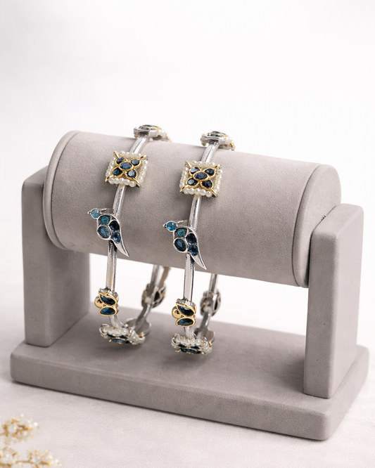 Oxidized Silver Bangles(Set of 2)-G35800