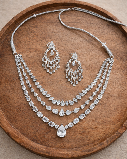 Zircon & American Diamond Necklace Set-G352600