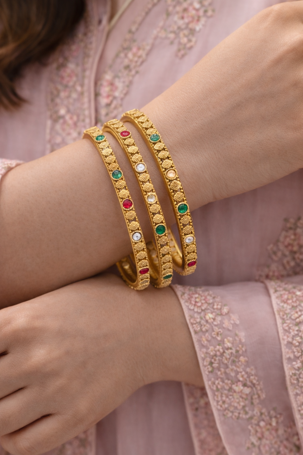 Antique Gold Polish Bangle Set