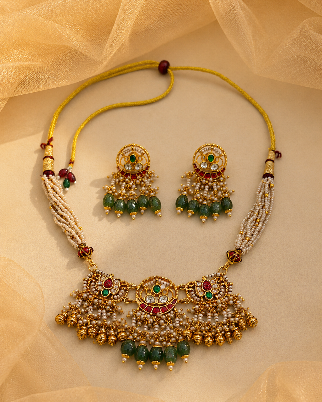 Jadau Choker Necklace Set-G454400