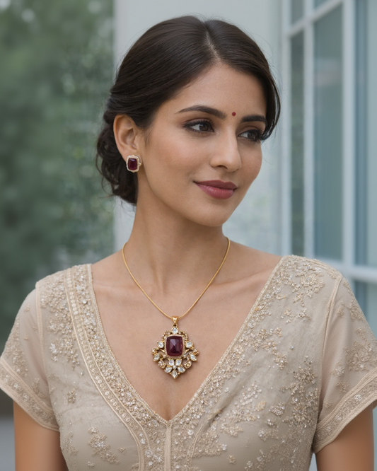 Ruby Mossonite Pendent Set-G352100