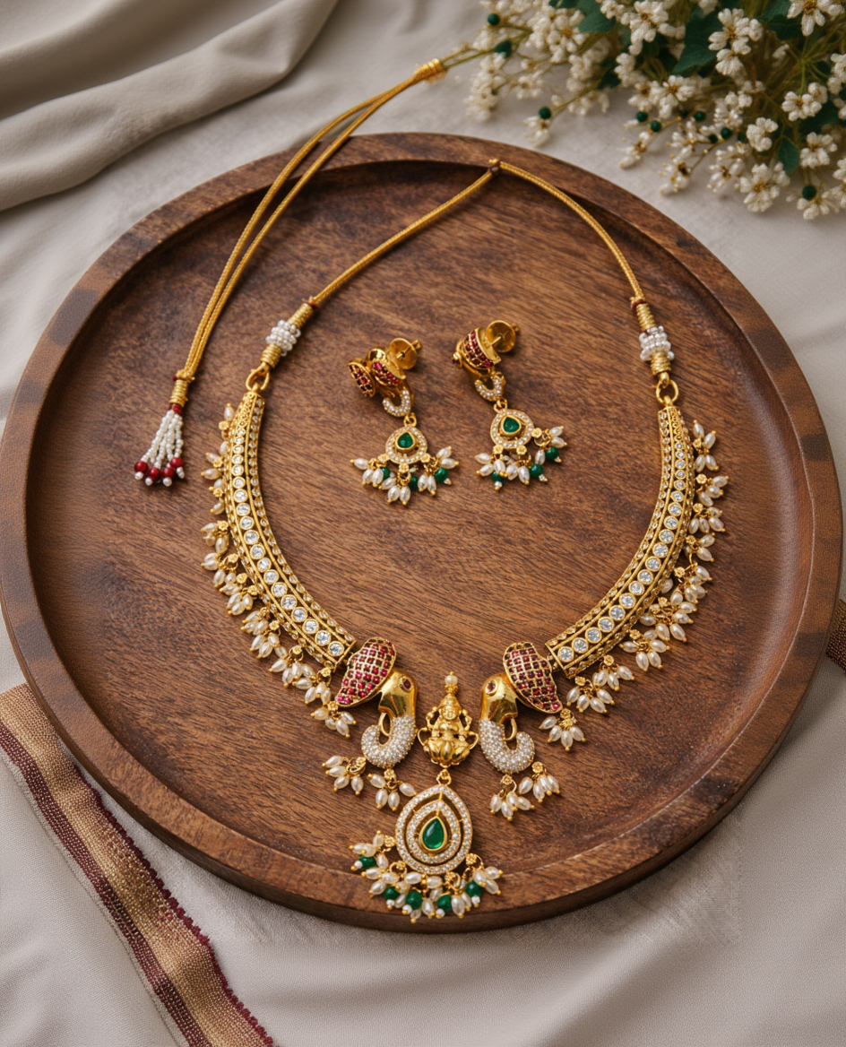 Lakshmi Temple Necklace Set-G753500