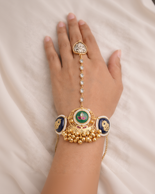 Gold Plated Kundan & Fusion Hath Harness-G351800