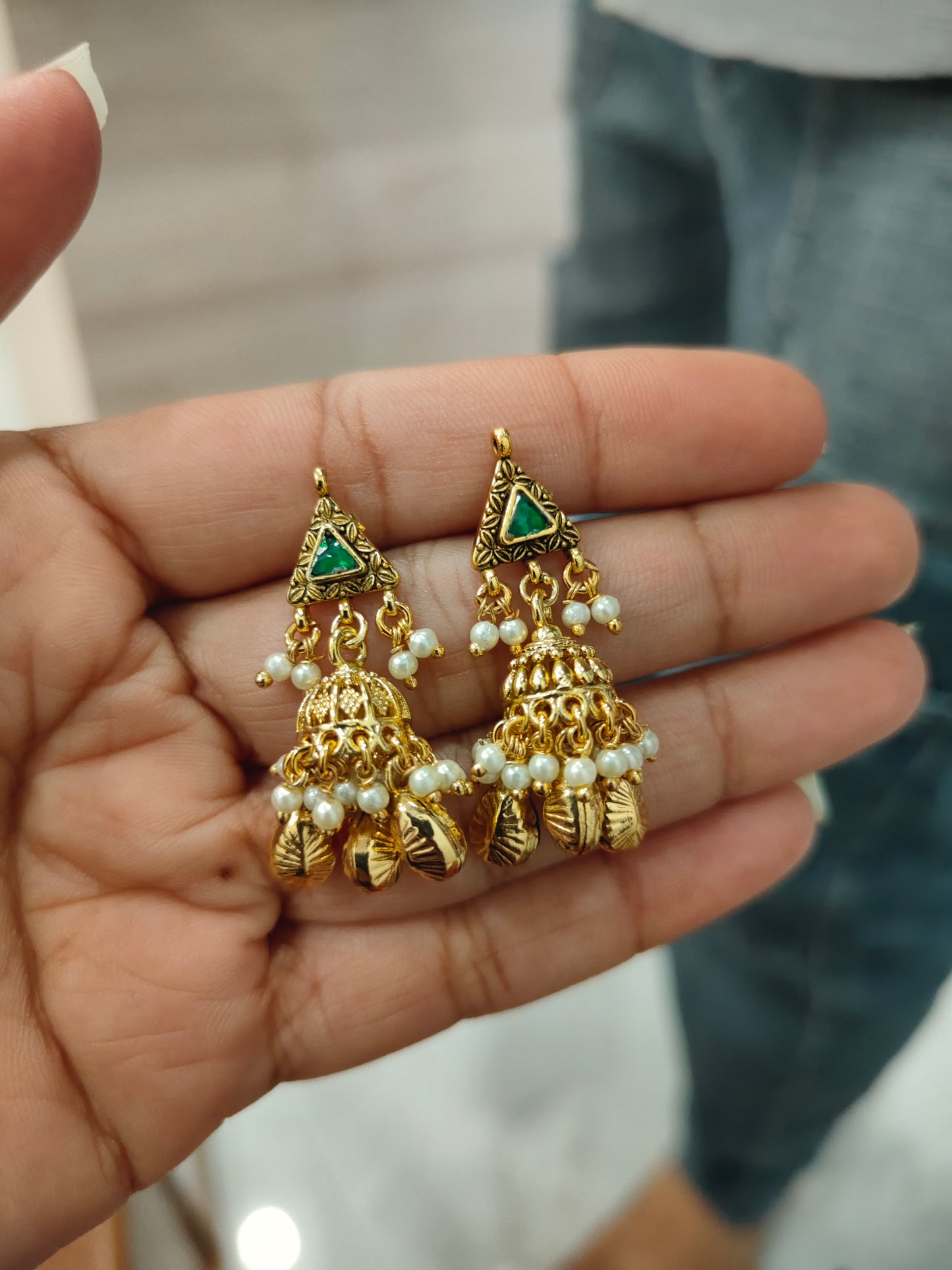 Ethnic Green and White Beaded Choker Set