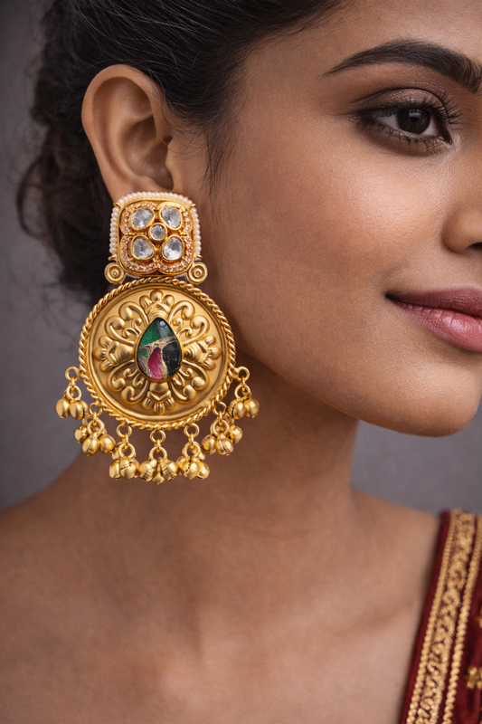Gold-Toned Mossonite & Enamel Drop Earrings-G351100
