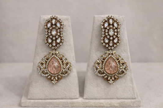 Victorian Pink Stone Pendent Set-G751600