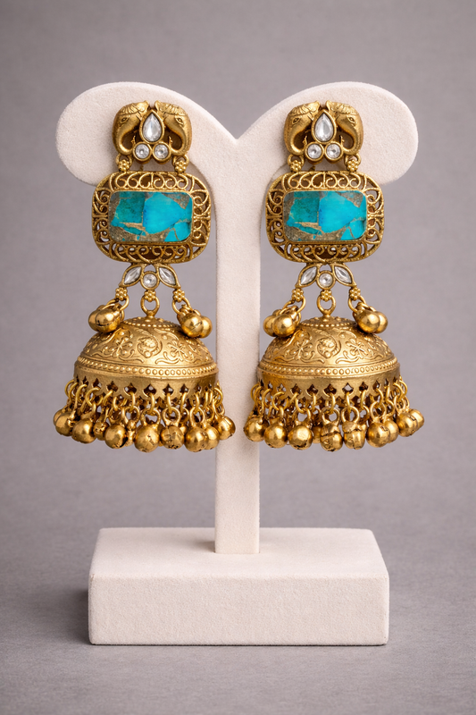 Kashmiri Handmade Gold Toned Earrings (Copy)-G351100