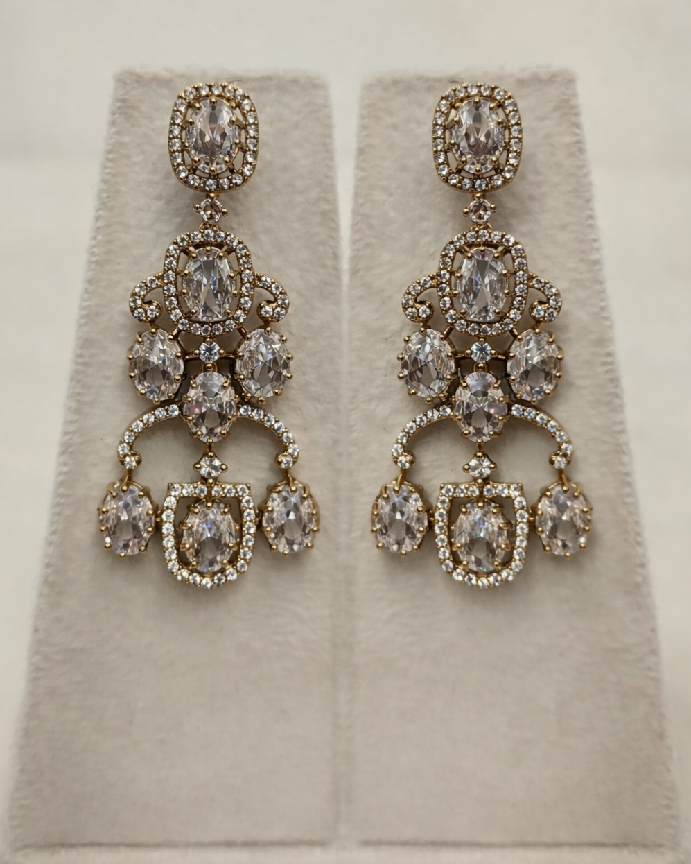 Two Line Clear Diamond Necklace Set-G354200