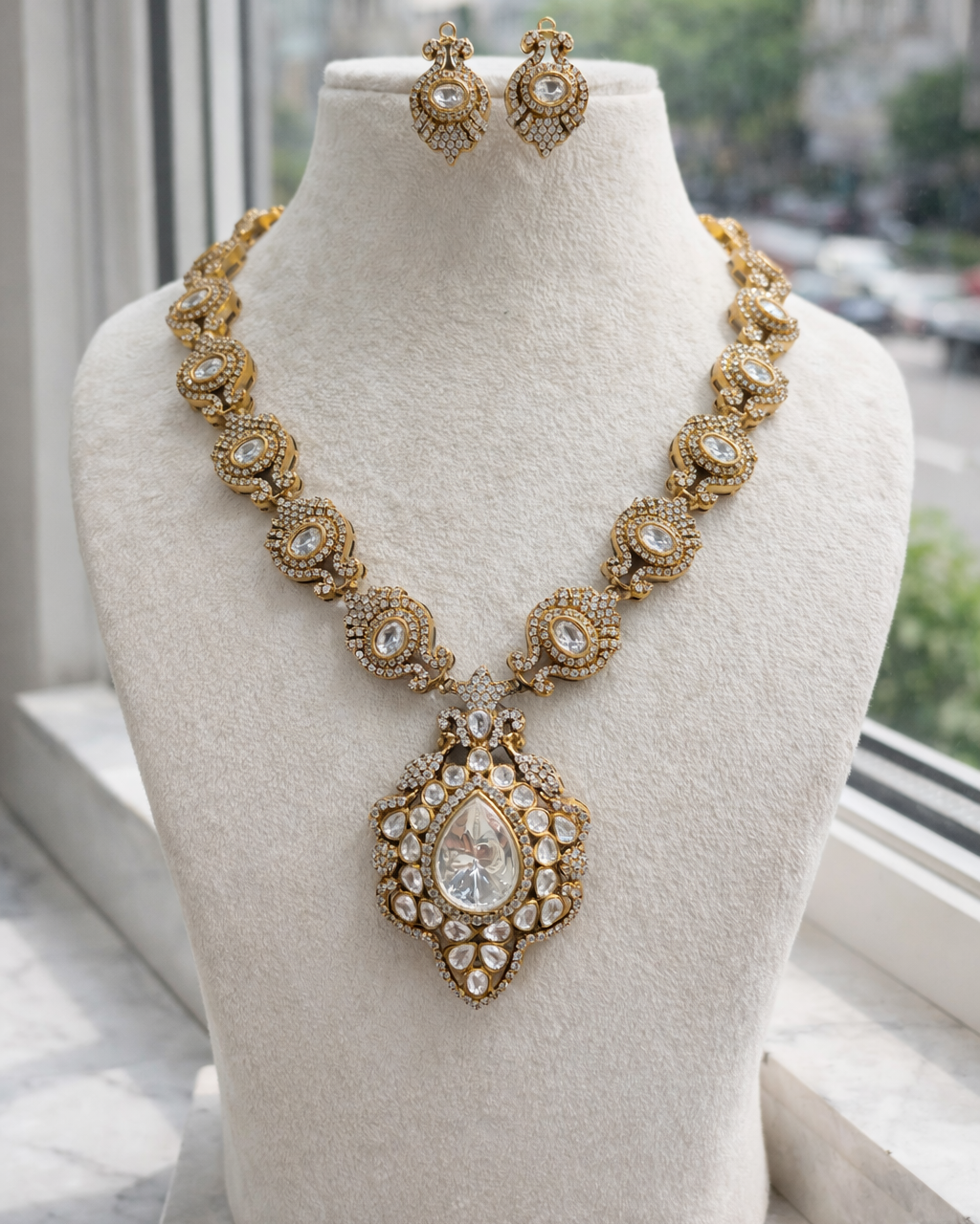 Kundan & American Diamond Necklace Set-G754700