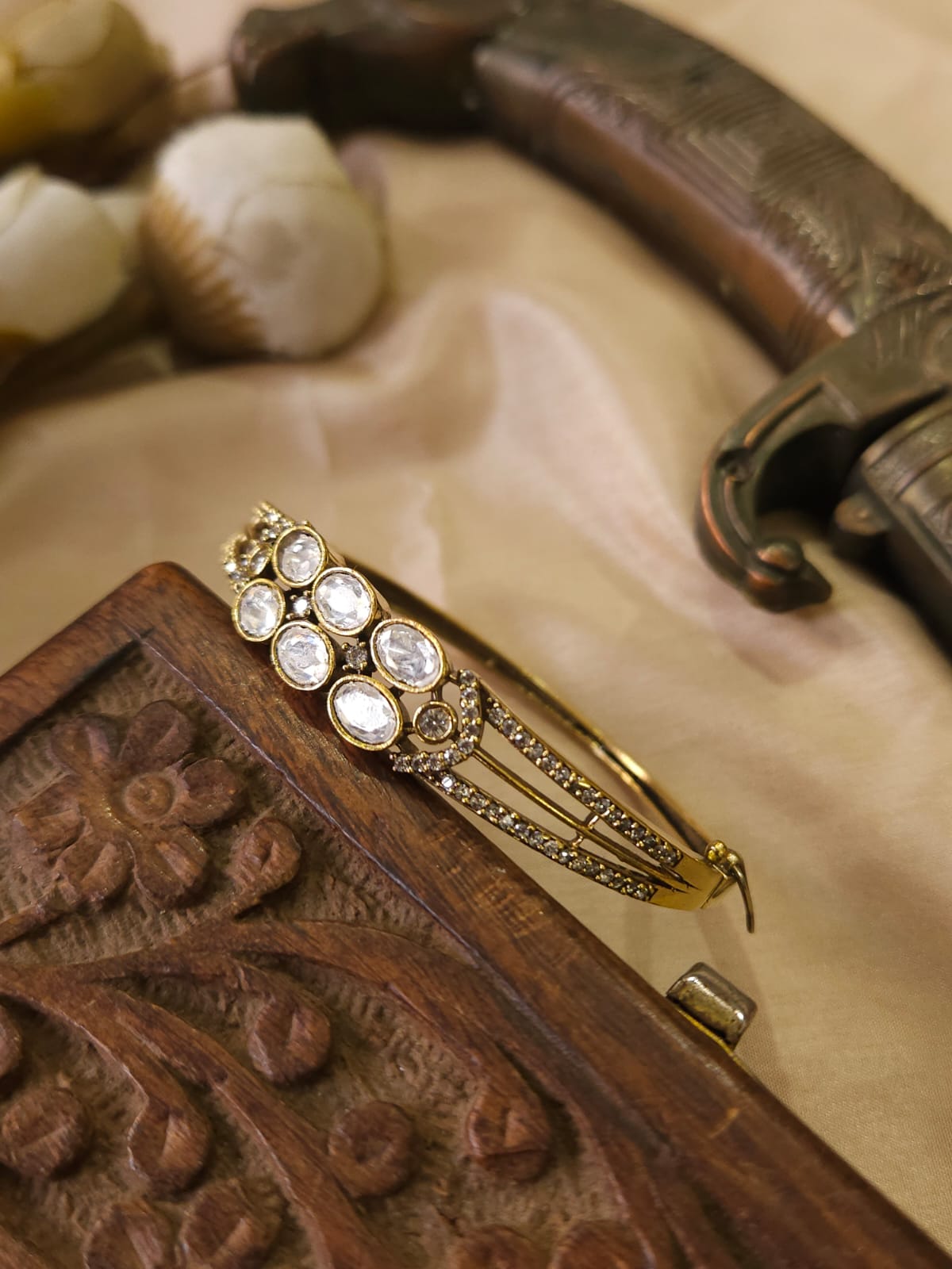 Gold-Toned Moissanite Kada