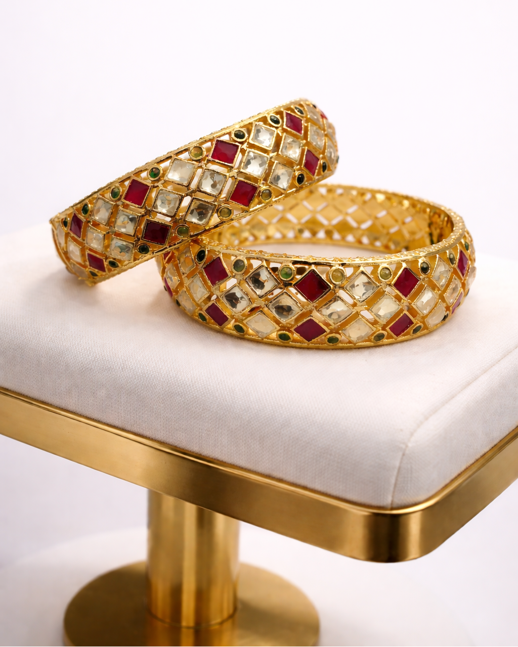 Handcrafte Kundan Polki Bangles(Set of 2)-G357200