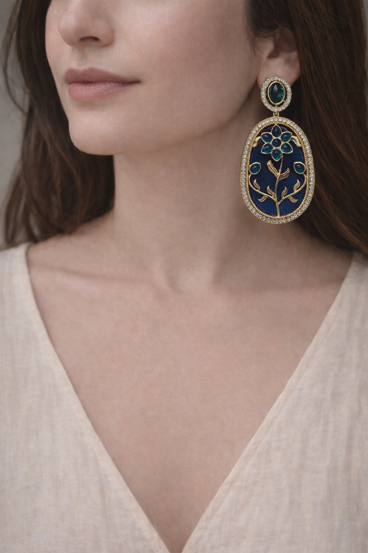 Regal Blue Sabyasachi Dangle Earrings-G351100