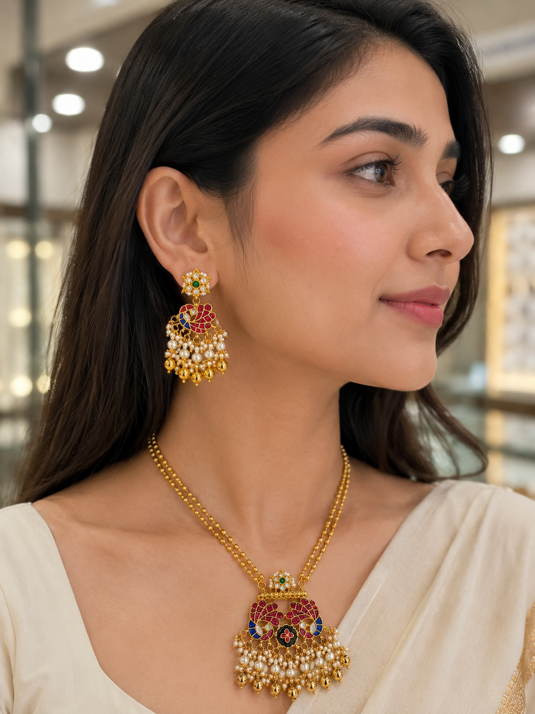 Jadau Long Necklace Set-G456800