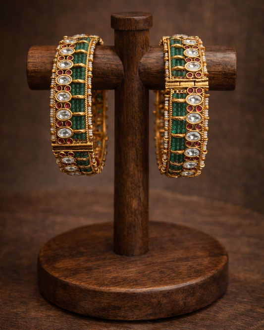 Pachi Kundan Jadau Heritage Bangles(Set of 2)-G355300