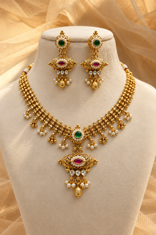 Gold-Plated Dodi Necklace Set-NK2144
