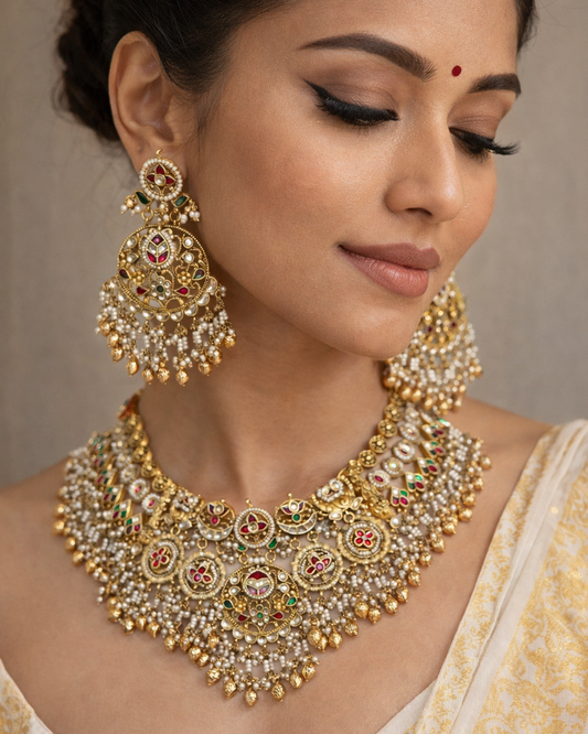 Bridal Temple Design Heritage Kundan Choker Set-G3512300
