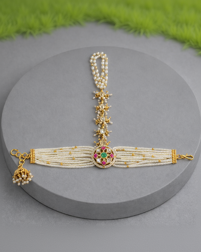 Pearl & Kundan Anket/Payal-G352600