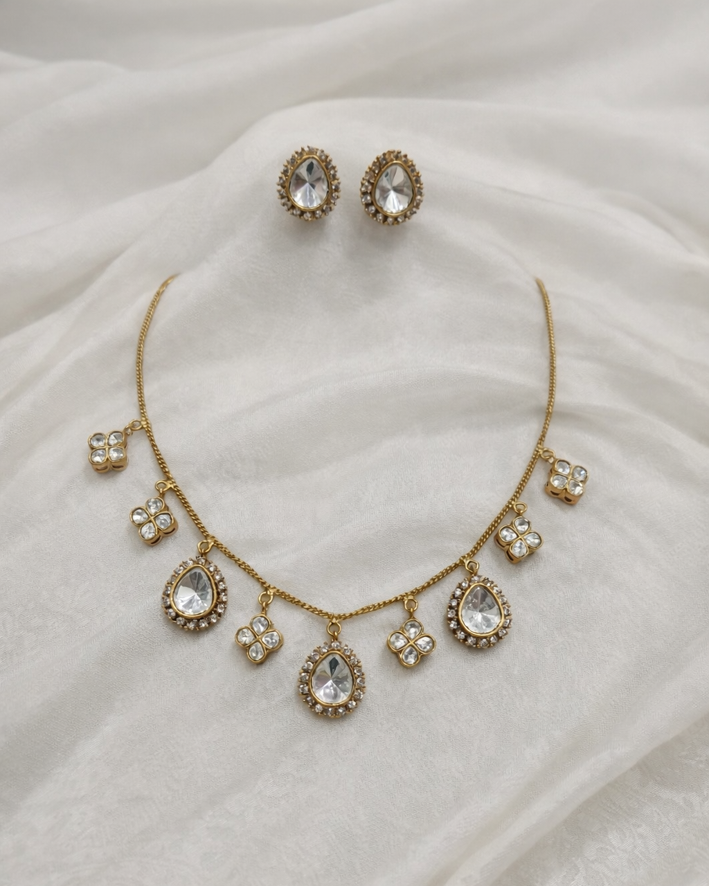 Moissanite Kundan Charm Necklace Set-G351800