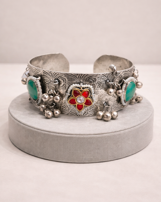 Oxidized Silver Bangles Kada/Cuff-G351400