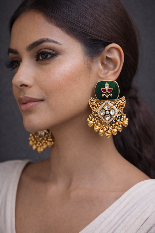 Mossonite Green Emrald Earrings-G352300