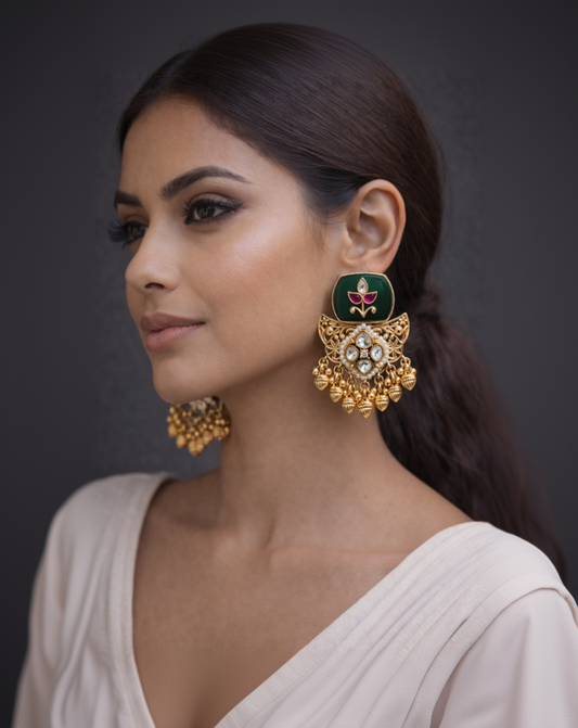 Mossonite Green Emrald Earrings-G352300