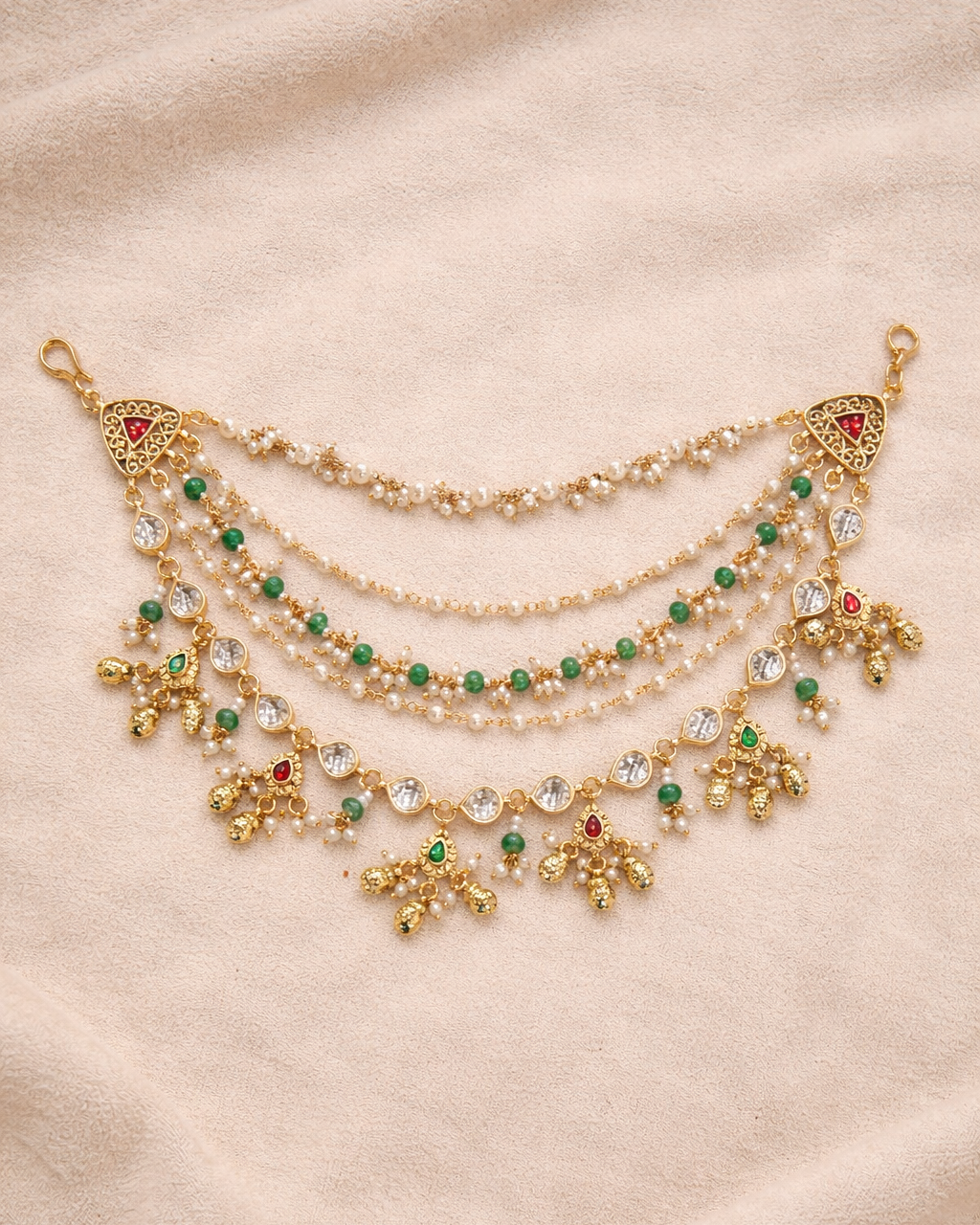 Multi Layer Jadau Heritage Ear chain-G353300