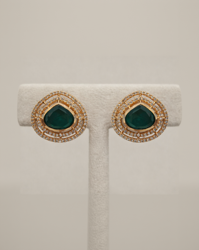Emerald & Uncut Mossonite Necklace Set-G352900