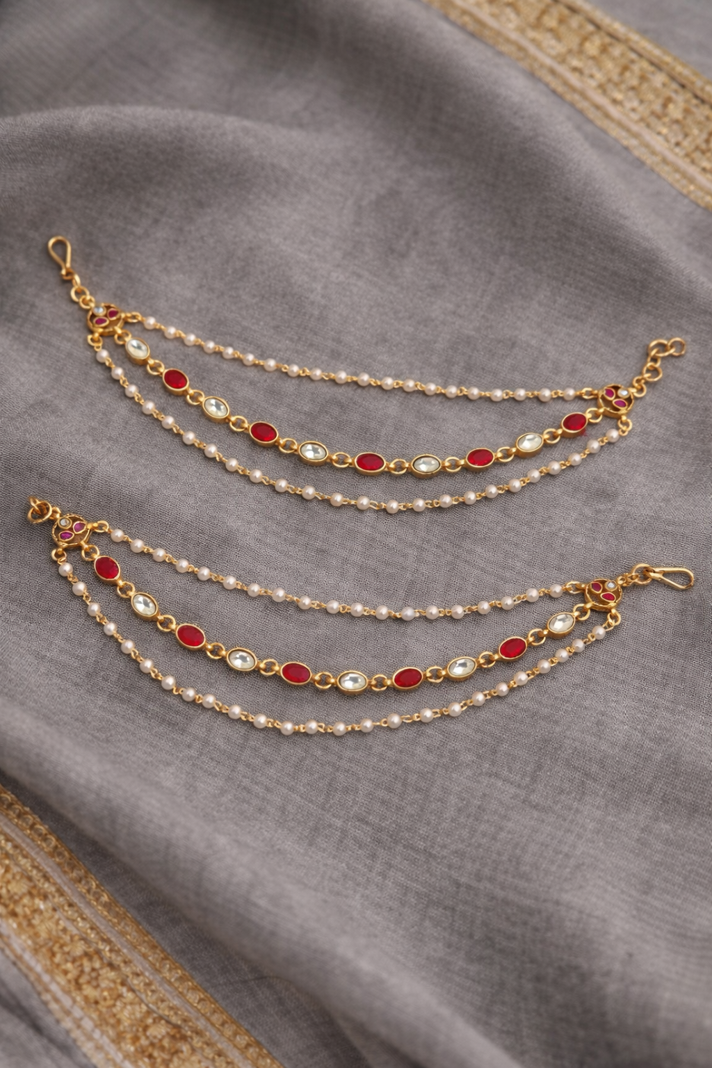 Kundan & Pearl Ear Chain