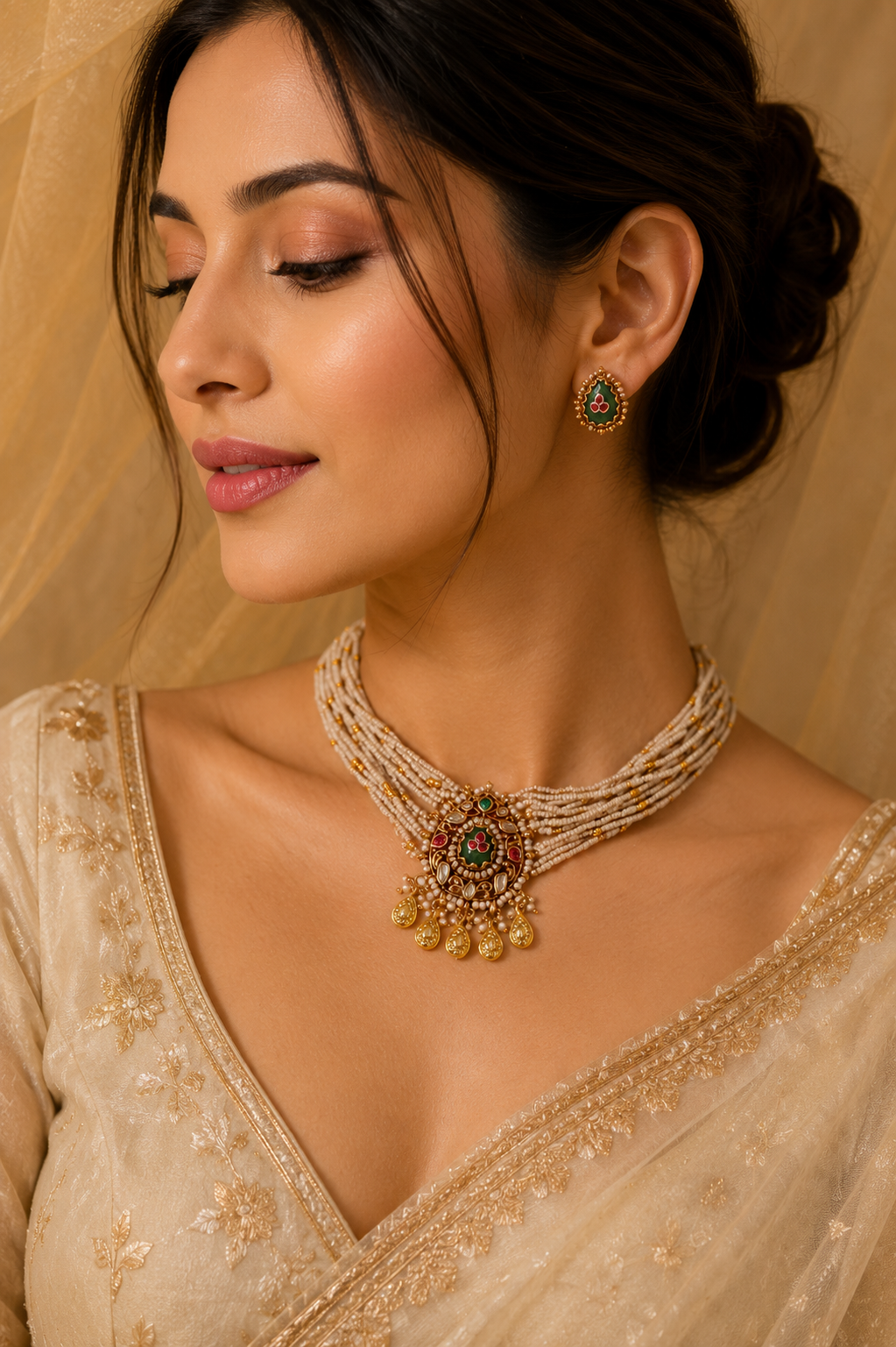Jadau Choker Necklace Set-G453200