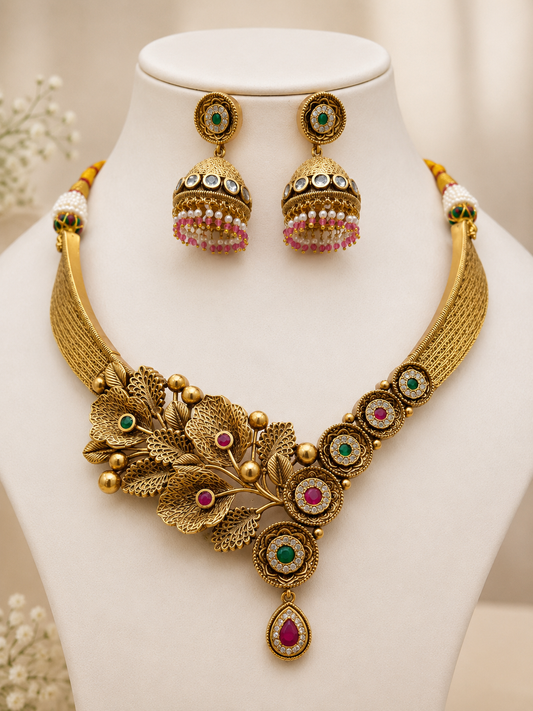 Rajwadi Heritage Necklace Set-G115800