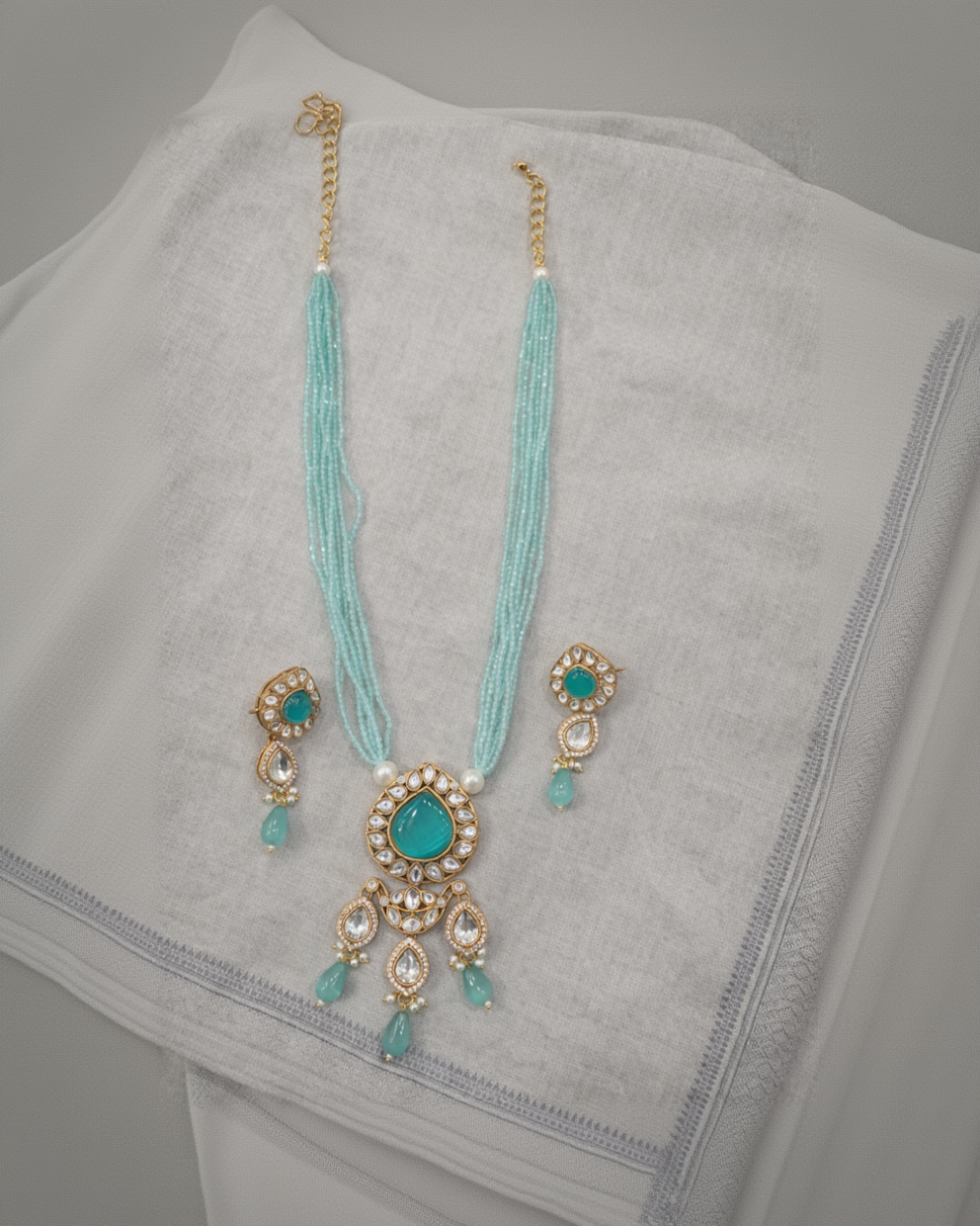 Kundan Polki Gold Tone Pendant set-G751500