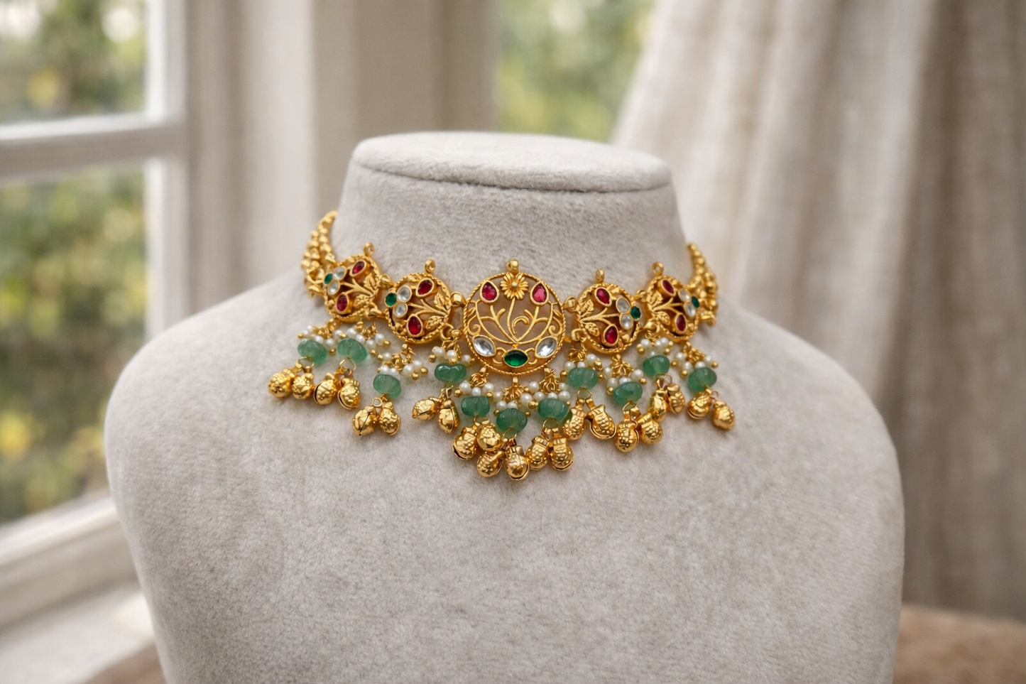Jadav Heritage Matt Gold Plated Necklace Set-G353200