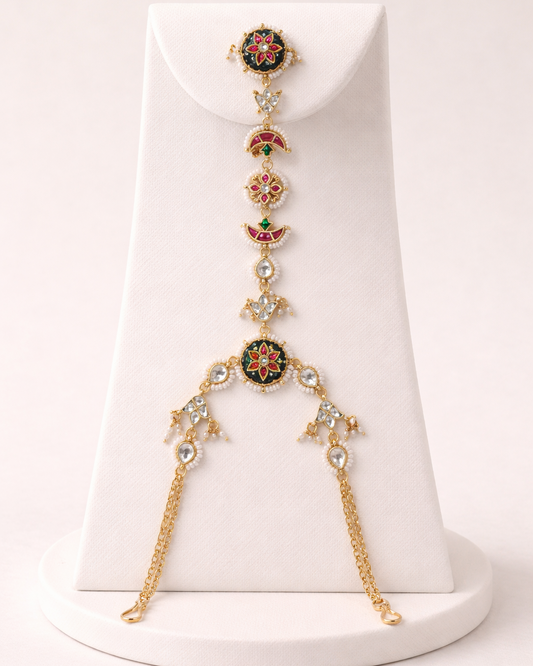 Pachi Kundan Floral Hath phool-G352200