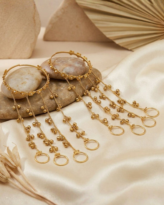 Flower Pearl Haath Phool Bracelet set - Pair(2pc)-G352000