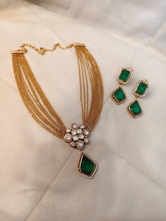 Ruby & Uncut Polki Necklace Set-G755000