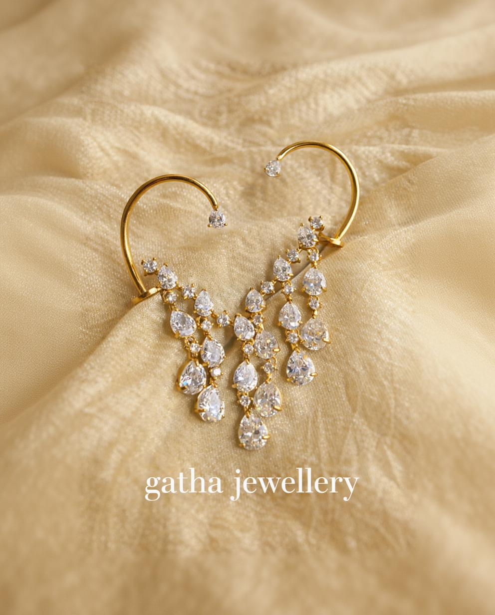 American Diamond (AD) Semi Ear Cuff Danglers-G45800