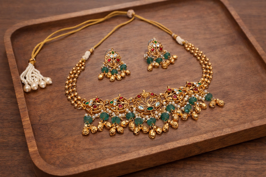 Jadav Heritage Matt Gold Plated Necklace Set-G353200