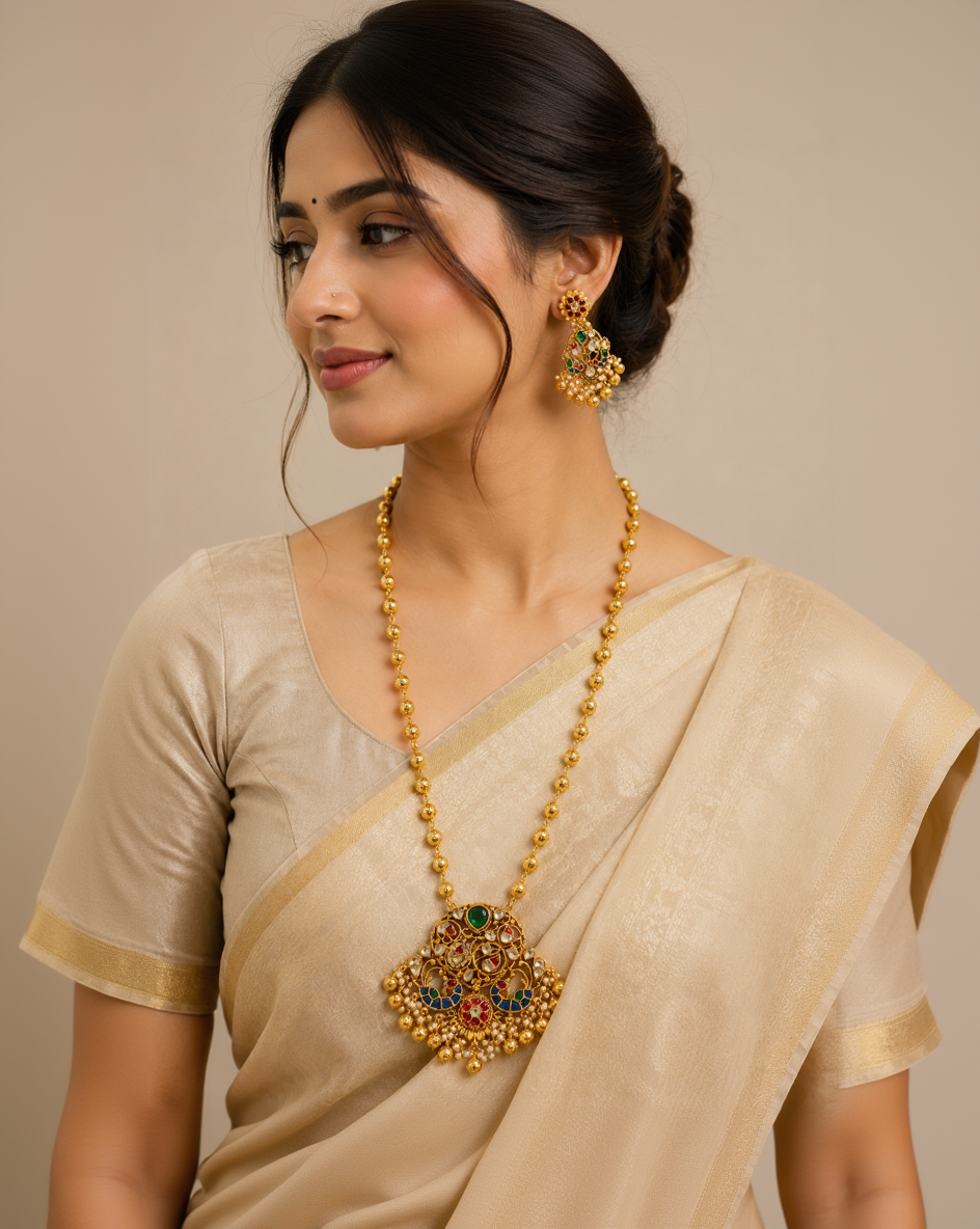 Jadau Long Necklace Set-G456800