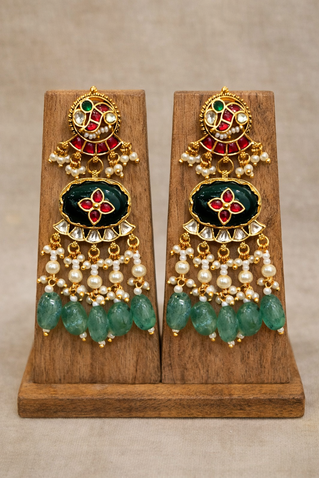 Heritage Pachi Kundan Green Onyx Choker Necklace Set