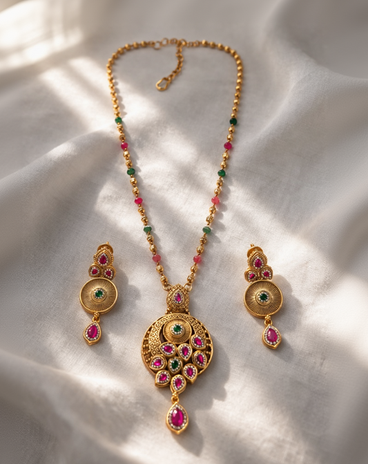 Gold-Plated Long Pendant Set-G353100