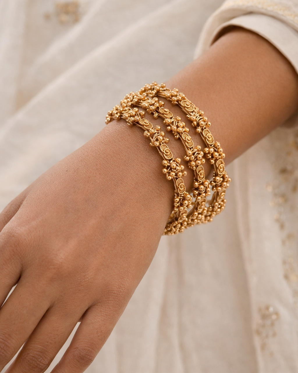 Gold Plated Ghoongharu Bangles(Set of 4)-G352400