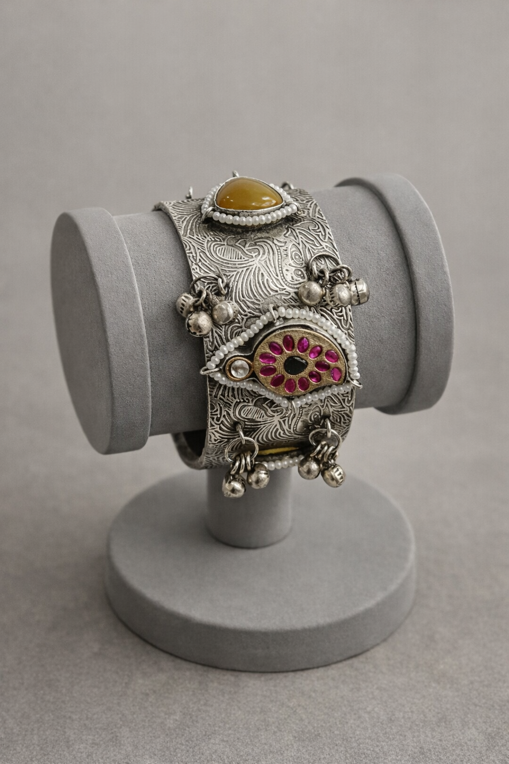 Oxidized Silver Bangles Kada/Cuff-G351400