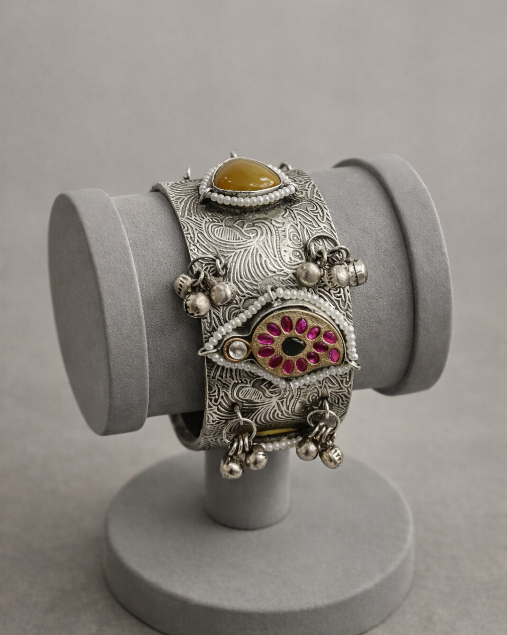 Oxidized Silver Bangles Kada/Cuff-G351400