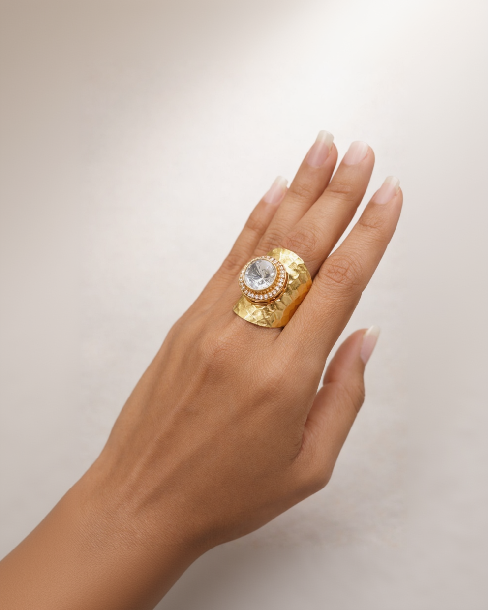 Gold Plated Mossainte Ring-G351300