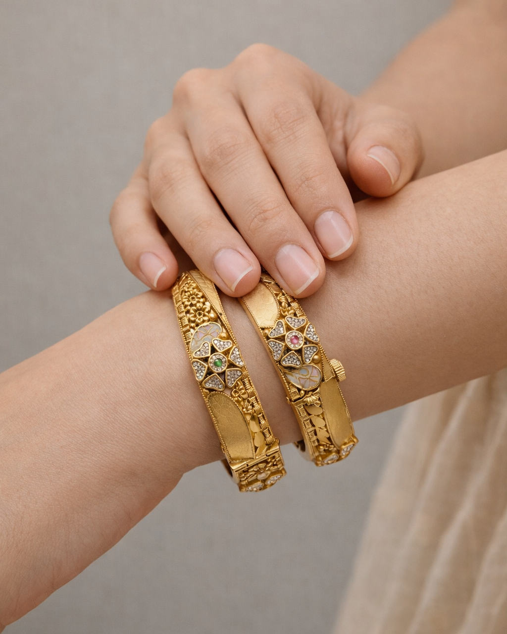 Heritage Gold Plated Bangles(Set of 2)-G354500