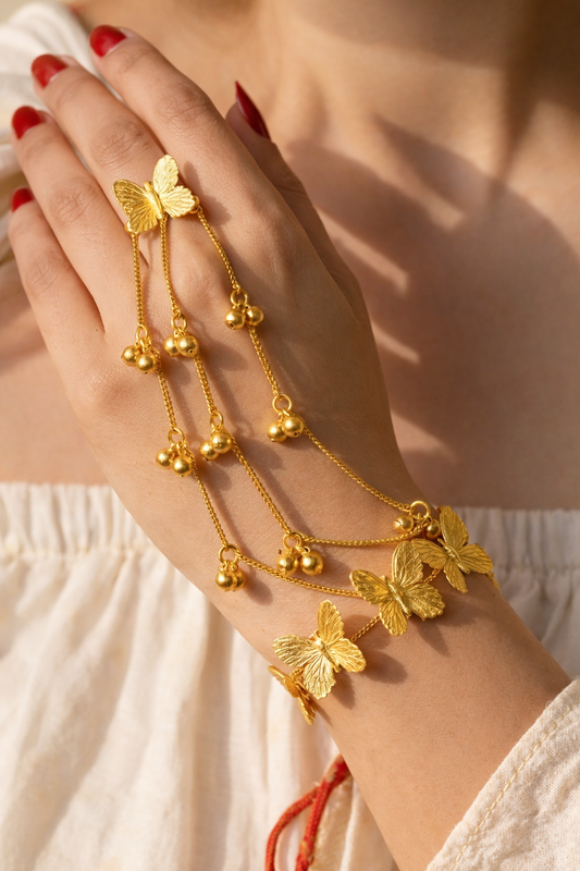 Butterfly Charm Gold Hathphool Bracelet